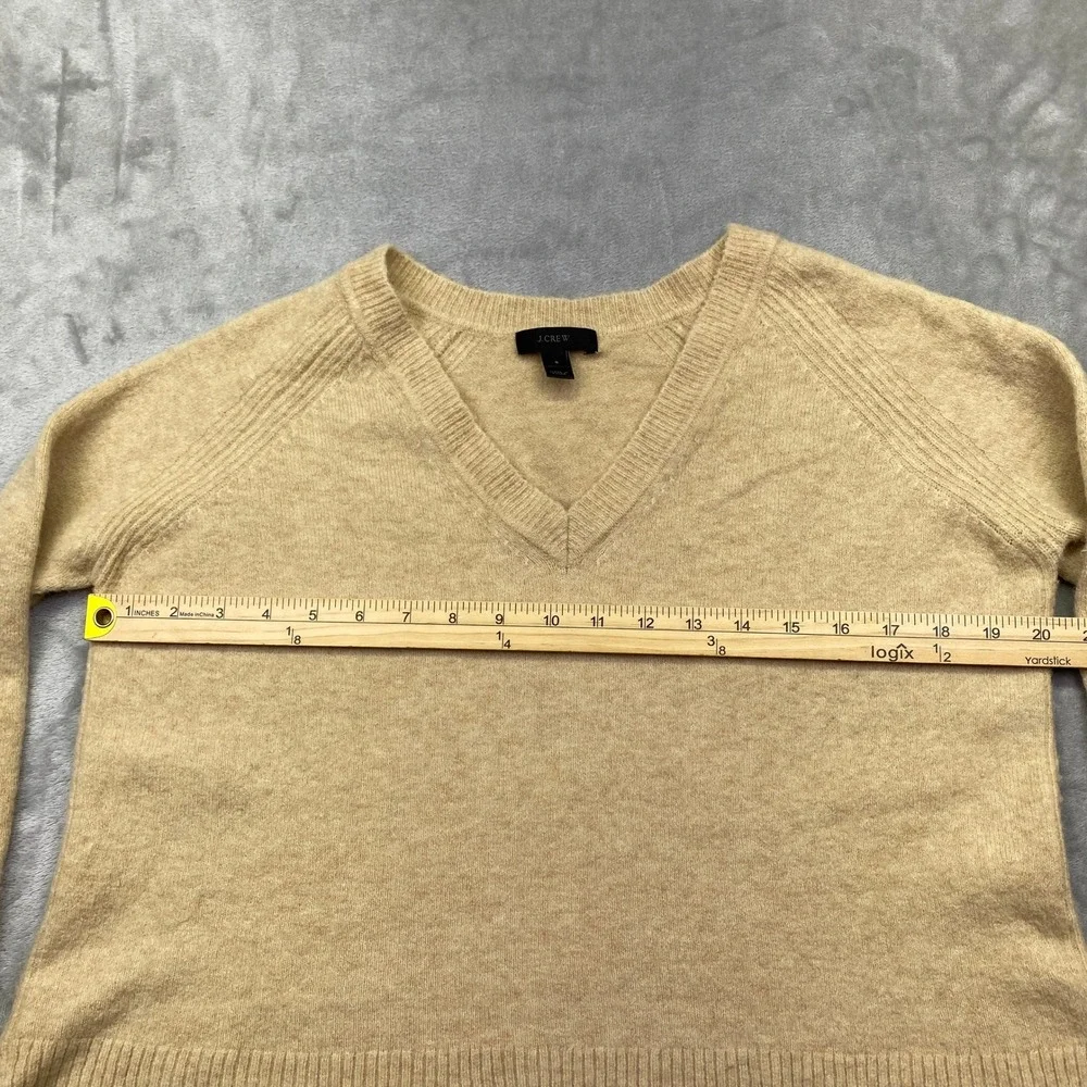 J Crew Beige V Neck Long Sleeve‎ Merino Alpaca Blend Sweater Women Sz S Boho